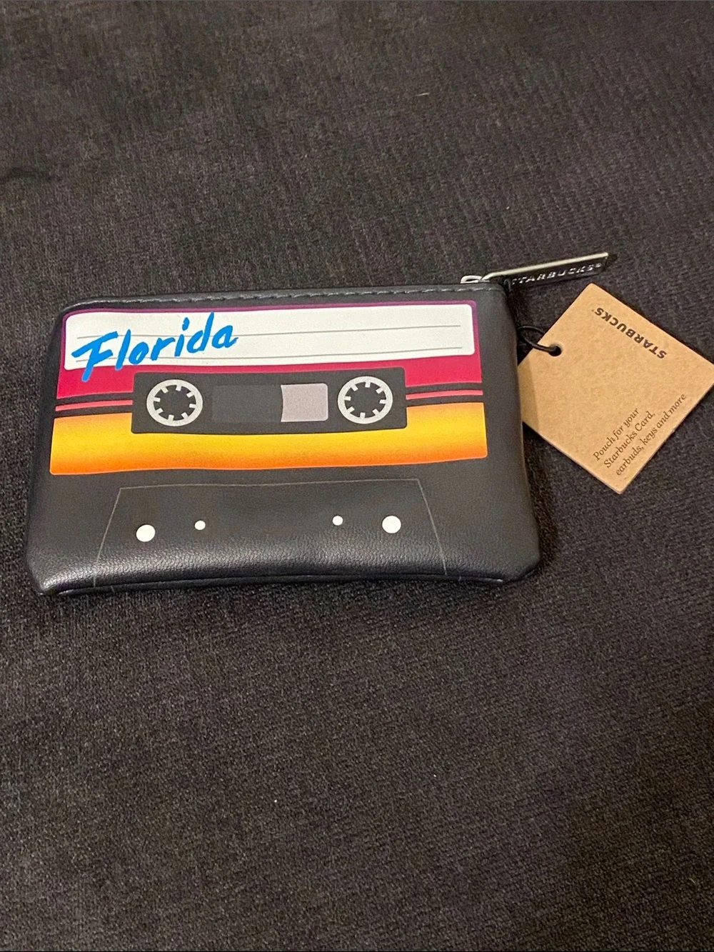 Starbucks x Florida Retro Cassette Black Zip Pouch nwt